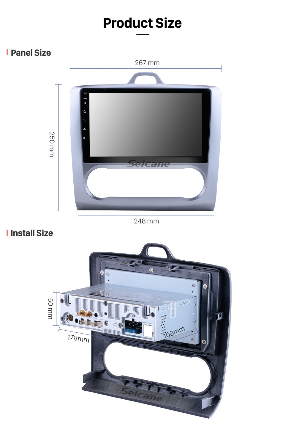Seicane 10,1 pouces Android 11.0 HD Radio à écran tactile pour 2004-2011 Ford Focus 2 avec navigation GPS Bluetooth voiture lien miroir rétroviseur USB RDS DAB + 3G Wifi commande au volant