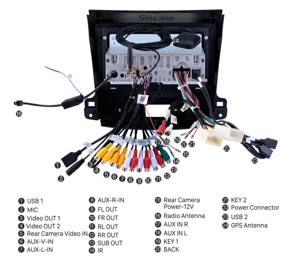 Seicane OEM 9 pulgadas Android 11.0 Radio Sistema de navegación GPS para 2006-2014 Mitsubishi OUTLANDER Bluetooth HD 1024 * 600 pantalla táctil OBD2 DVR TV 1080P Video 4G WIFI Control del volante Cámara de respaldo USB Enlace espejo