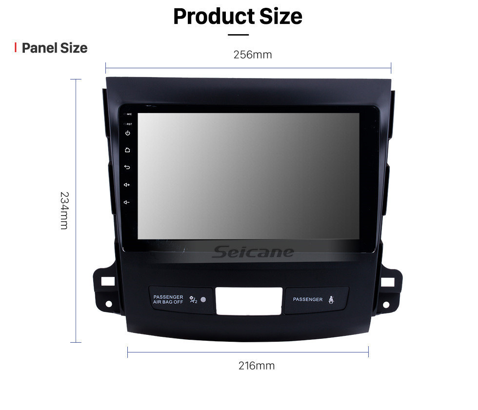 Seicane OEM 9 pulgadas Android 11.0 Radio Sistema de navegación GPS para 2006-2014 Mitsubishi OUTLANDER Bluetooth HD 1024 * 600 pantalla táctil OBD2 DVR TV 1080P Video 4G WIFI Control del volante Cámara de respaldo USB Enlace espejo