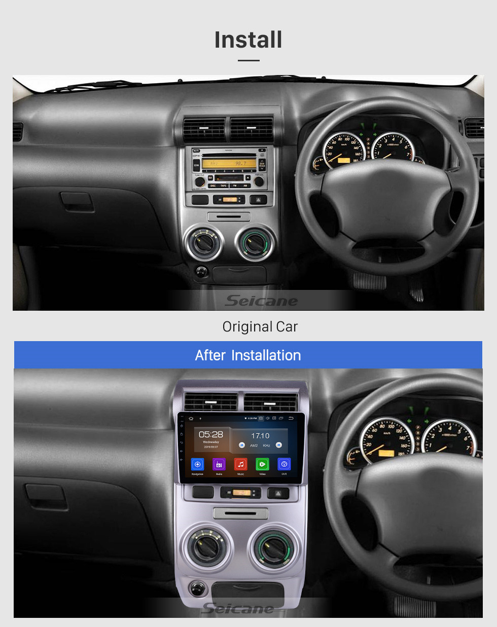 Seicane Écran tactile HD 9 pouces pour 2004 2005 2006-2012 Toyota Avanza Radio Android 11.0 Système de navigation GPS Bluetooth Carplay support DSP TPMS