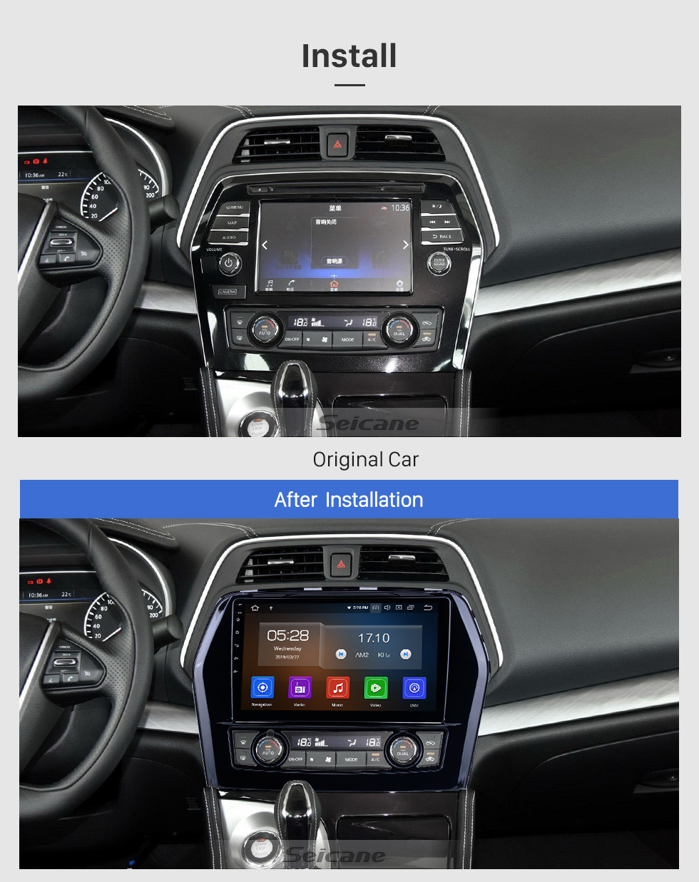 Seicane 10.1 pouces pour 2016 Nissan Teana / Maxima Radio Android 12.0 système de navigation GPS avec écran tactile HD Bluetooth Carplay support caméra de recul