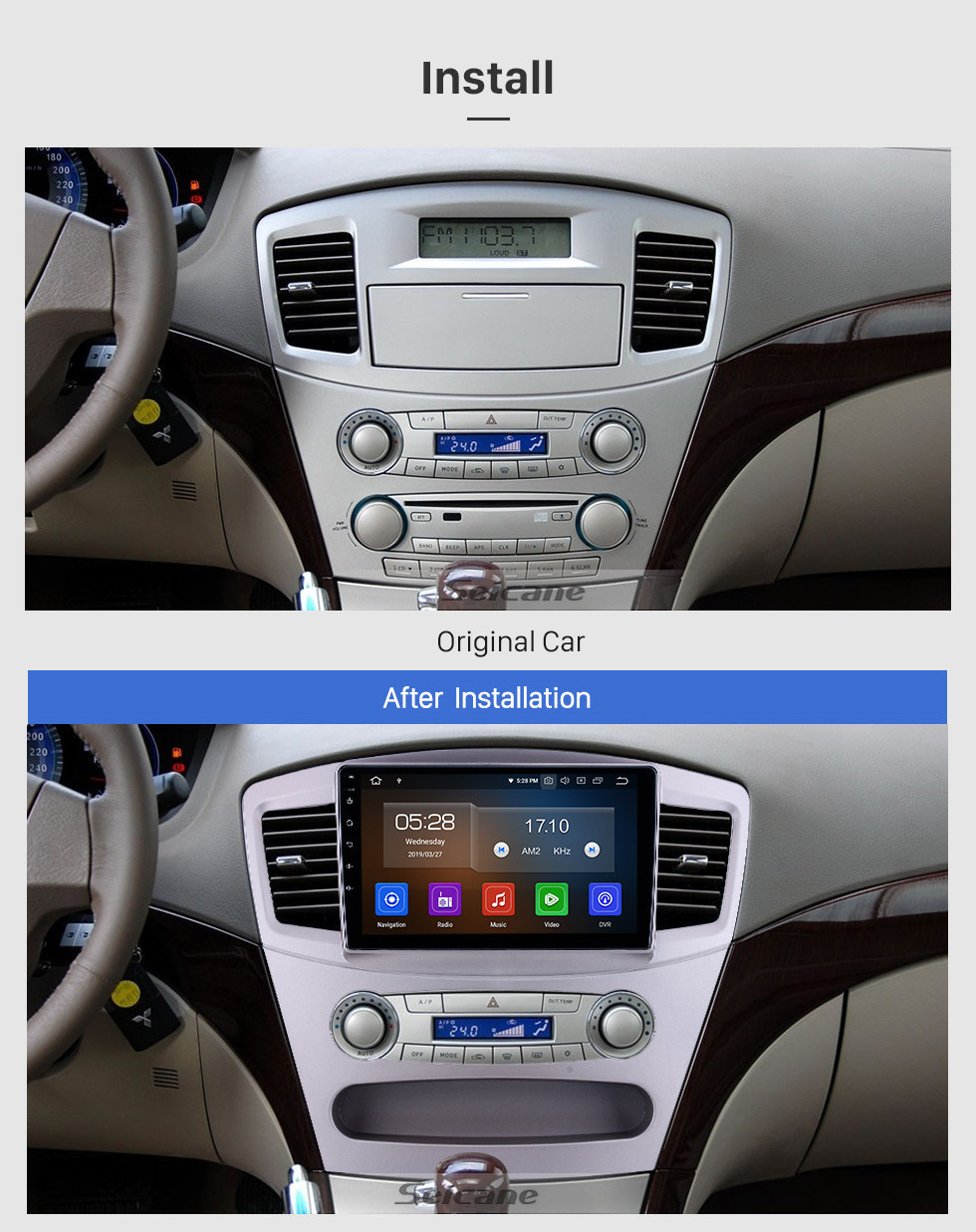 Seicane Pour 2010 Mitsubishi Galant Radio HD Écran tactile 9 pouces Android 11.0 Bluetooth avec système de navigation GPS Support Carplay 1080P