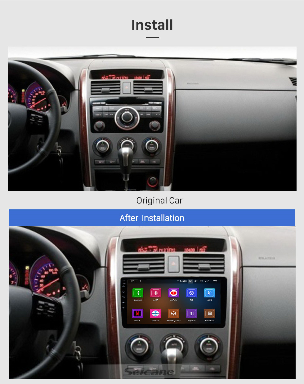 Seicane Для 2009 Mazda CX-9 Радио Android 13.0 HD Сенсорный экран 10,1 дюйма с Bluetooth GPS-навигационная система Поддержка Carplay 1080P