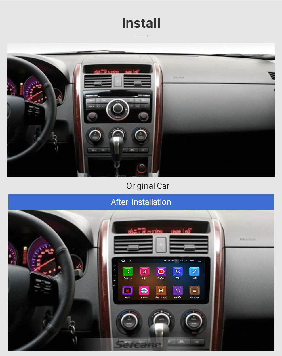 Seicane Para 2009 Mazda CX-9 Radio Android 13.0 HD Pantalla táctil 10.1 pulgadas con sistema de navegación GPS Bluetooth Carplay compatible con 1080P