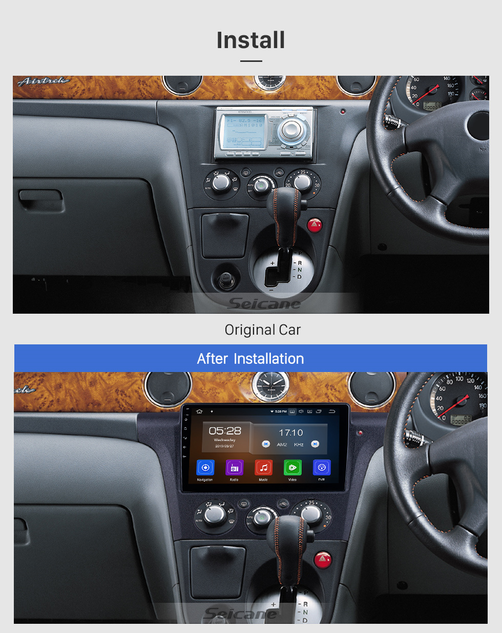 Seicane Pour 2001 2002-2005 Mitsubishi Airtrek / Outlander Radio 10.1 pouces Android 11.0 HD Écran tactile Bluetooth avec système de navigation GPS Support Carplay Caméra de recul