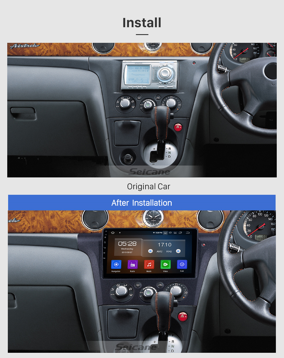 Seicane Para 2001 2002-2005 Mitsubishi Airtrek / Outlander Radio 10.1 pulgadas Android 11.0 HD Pantalla táctil Bluetooth con sistema de navegación GPS Soporte Carplay Cámara de respaldo