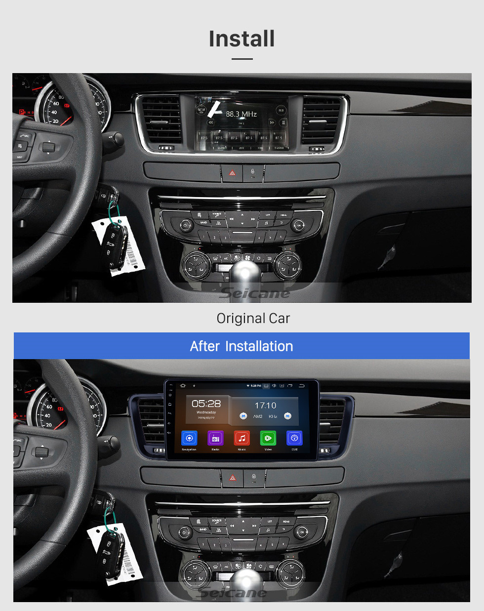 Seicane OEM 9 inch Android 11.0 for 2011 2012 2013-2017 Peugeot 508 Radio with Bluetooth HD Touchscreen GPS Navigation System Carplay support DSP