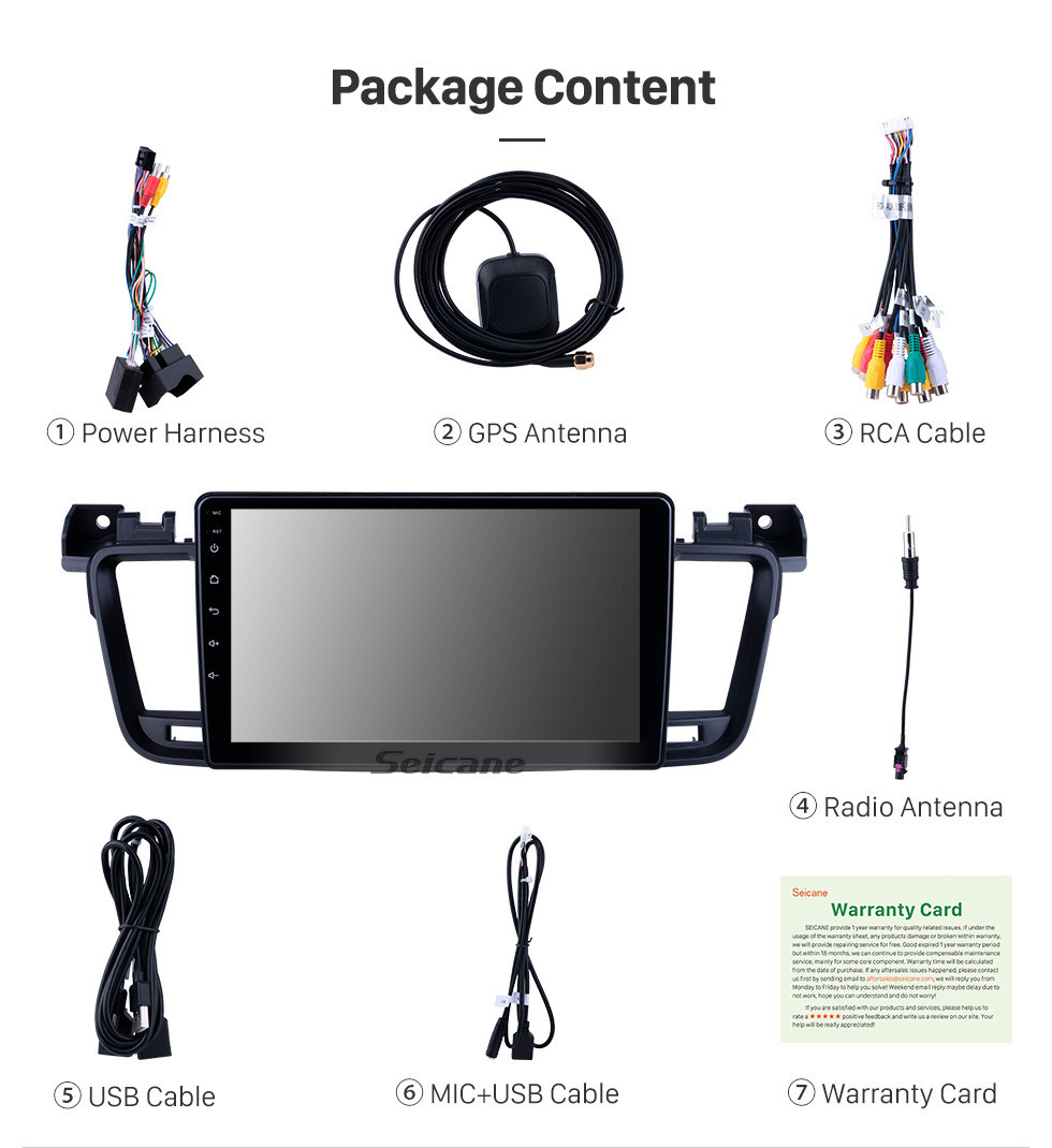 Seicane OEM 9 pulgadas Android 11.0 para 2011 2012 2013-2017 Radio Peugeot 508 con Bluetooth HD Pantalla táctil Sistema de navegación GPS Carplay compatible con DSP