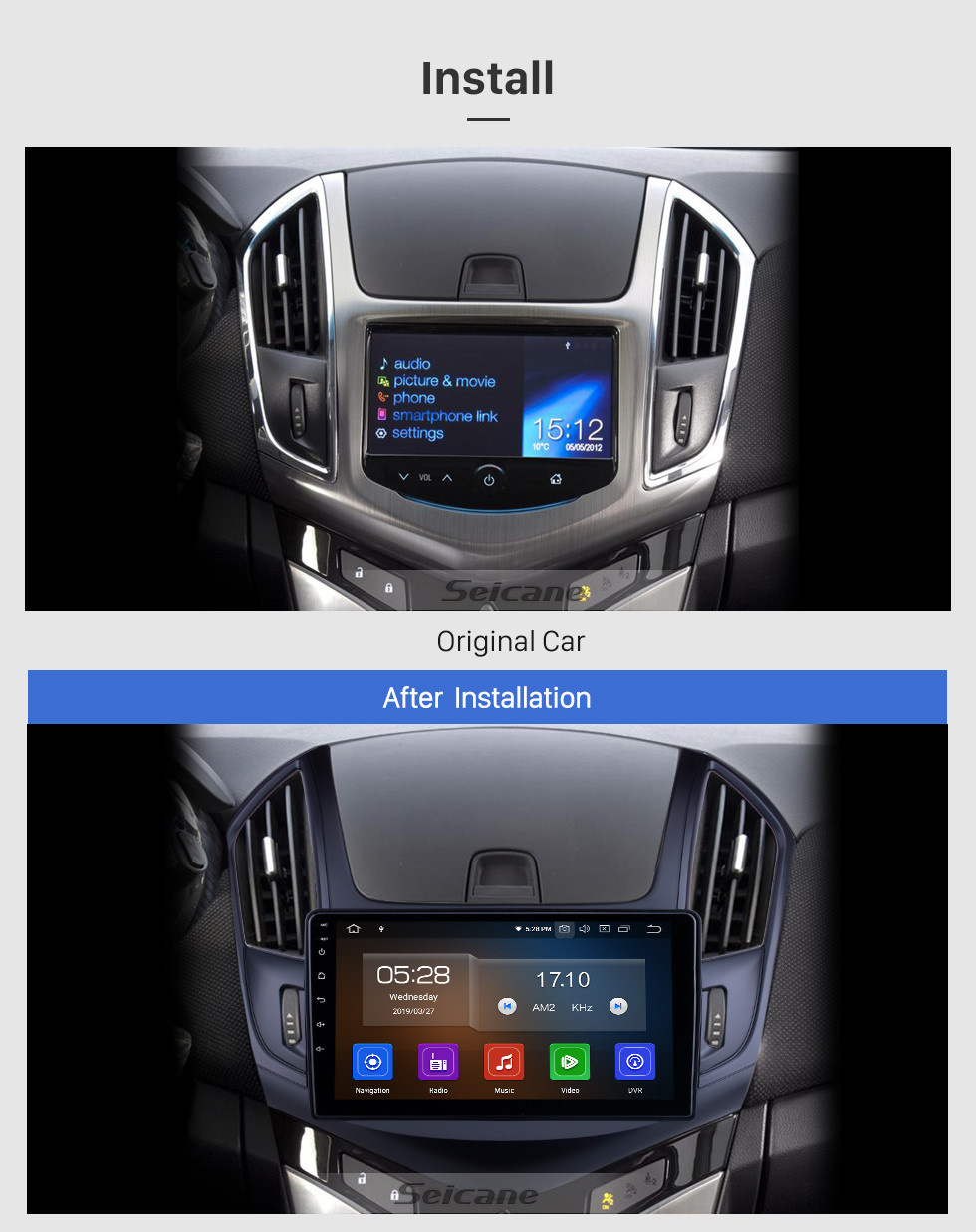 Seicane For 2013 Chevy Chevrolet Cruze Radio 9 inch Android 11.0 HD Touchscreen Bluetooth with GPS Navigation System Carplay support Backup camera Seicane For 2013 Chevy Chevrolet Cruze Radio 9 inch Android 11.0 HD Touchscreen Bluetooth with GPS Navigation System Carplay support Backup camera