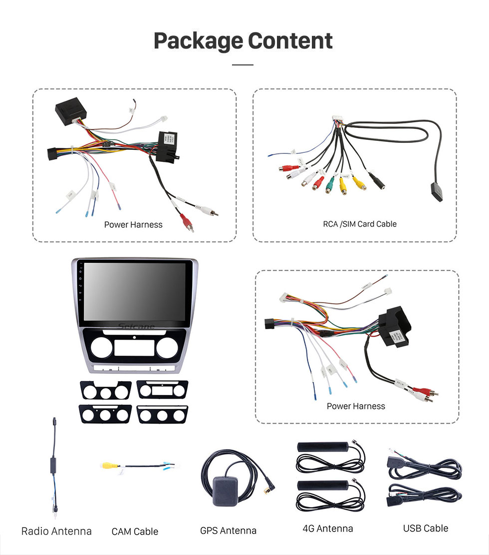 Seicane Android 13.0 For 2007 2008 2009-2014 Skoda Octavia Radio 10.1 inch GPS Navigation System Bluetooth HD Touchscreen Carplay support SWC
