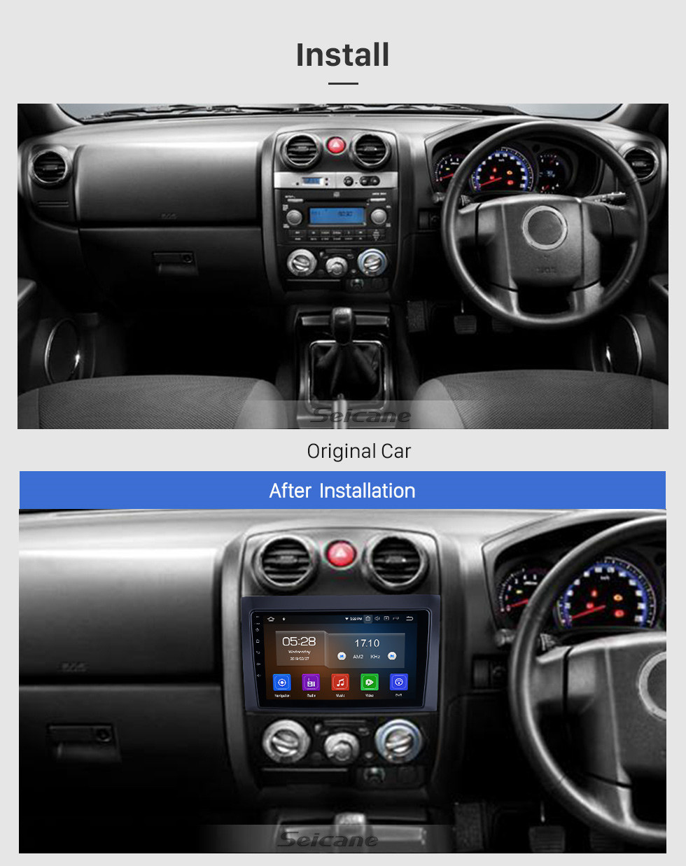Seicane HD Touchscreen 9 Zoll für 2008 2009 2010 2011 Isuzu D-Max Radio Android 11.0 GPS-Navigationssystem Bluetooth WIFI Carplay unterstützt DSP