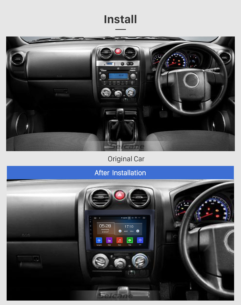 Seicane HD Touchscreen de 9 polegadas para 2008 2009 2010 2011 Isuzu D-Max Radio Android 11.0 Sistema de Navegação GPS Bluetooth WIFI Suporte para DSP