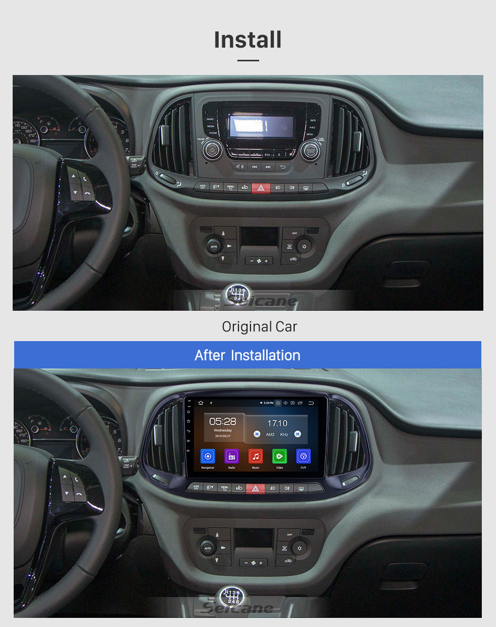 Seicane HD Touchscreen 9 polegadas para 2015 2016 2017 2018 2019 Fiat Doblo Radio Android 11.0 Sistema de Navegação GPS Bluetooth WIFI Carplay support DSP