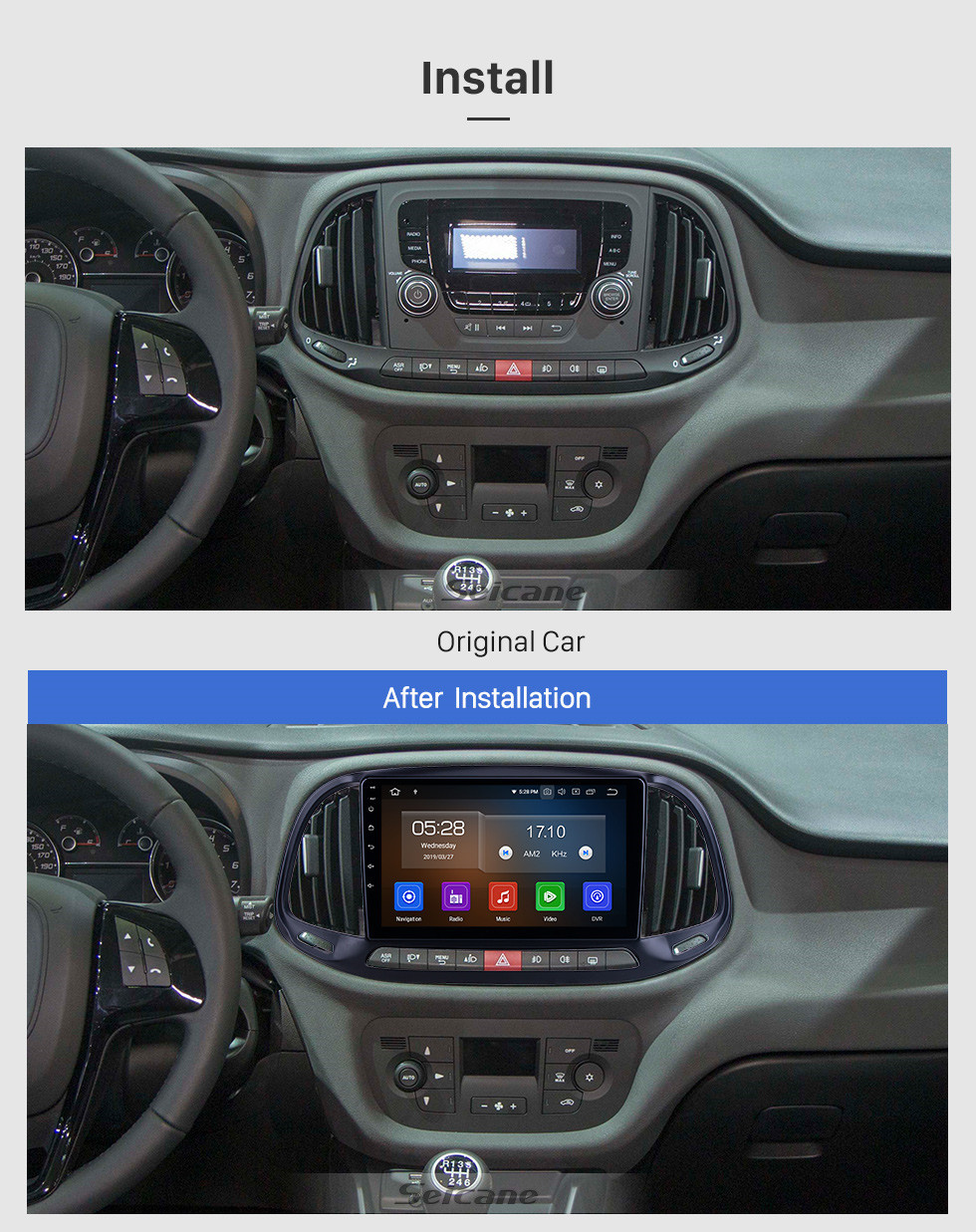 Seicane Pantalla táctil HD de 9 pulgadas para 2015 2016 2017 2018 2019 Fiat Doblo Radio Android 11.0 Sistema de navegación GPS Bluetooth WIFI Carplay soporte DSP