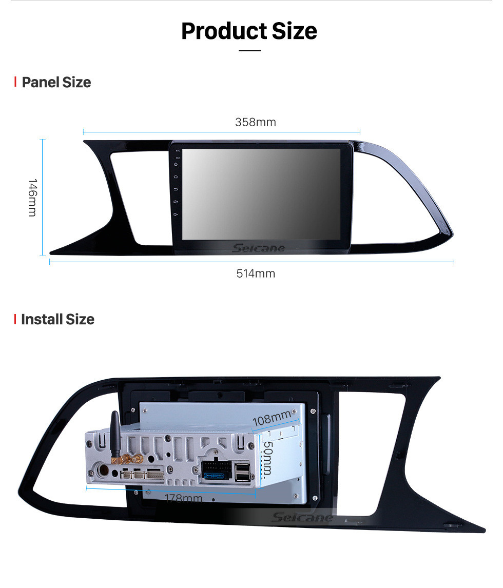 Seicane Écran tactile HD pour 2018 Seat Leon Radio Android 11.0 9 pouces Système de navigation GPS Bluetooth WIFI Carplay support DAB + Caméra de recul