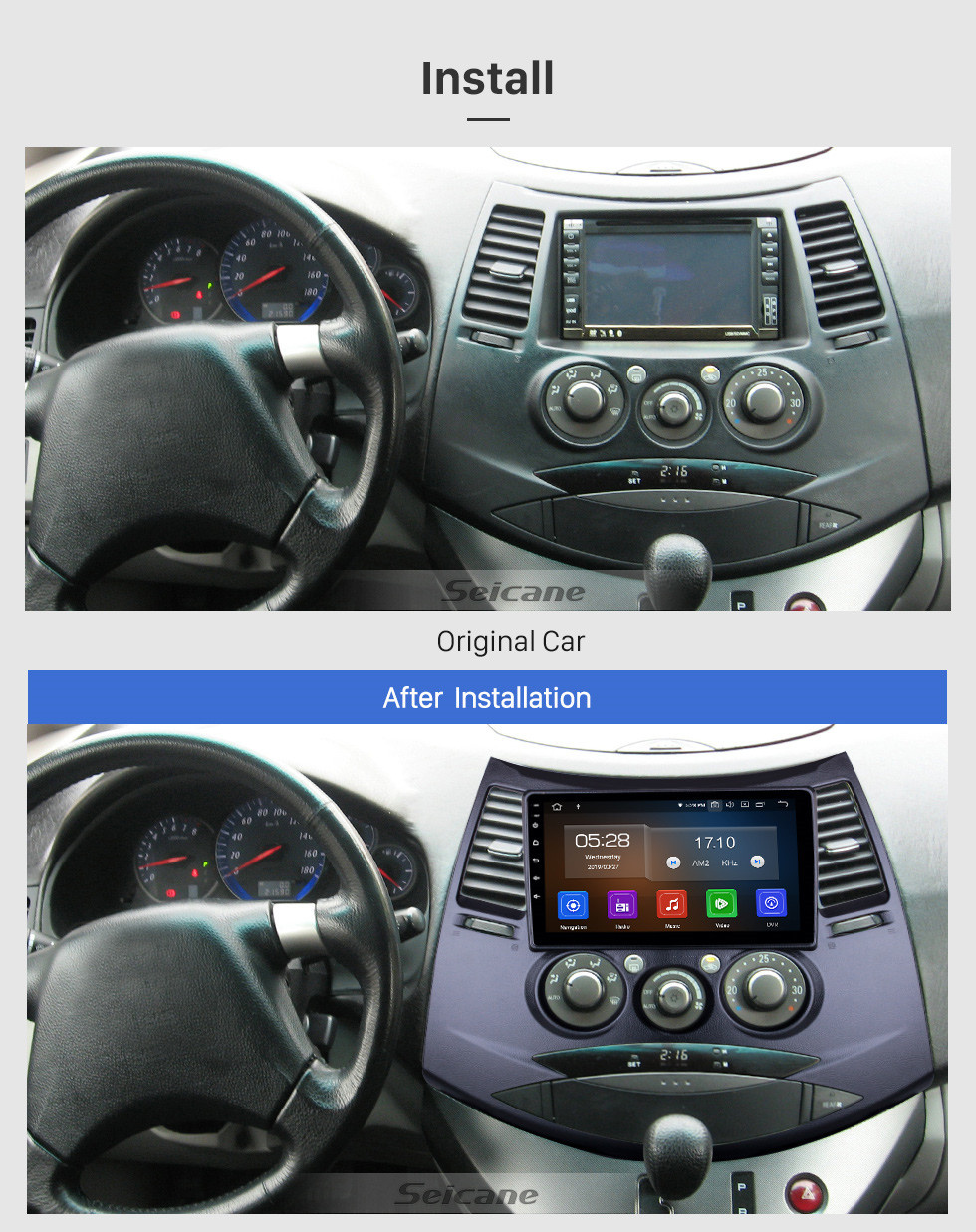 Seicane Para 2006 Mitsubishi Grandis Rádio Android 11.0 9 polegadas HD Touchscreen Bluetooth com Sistema de Navegação GPS Suporte Carplay 1080 P