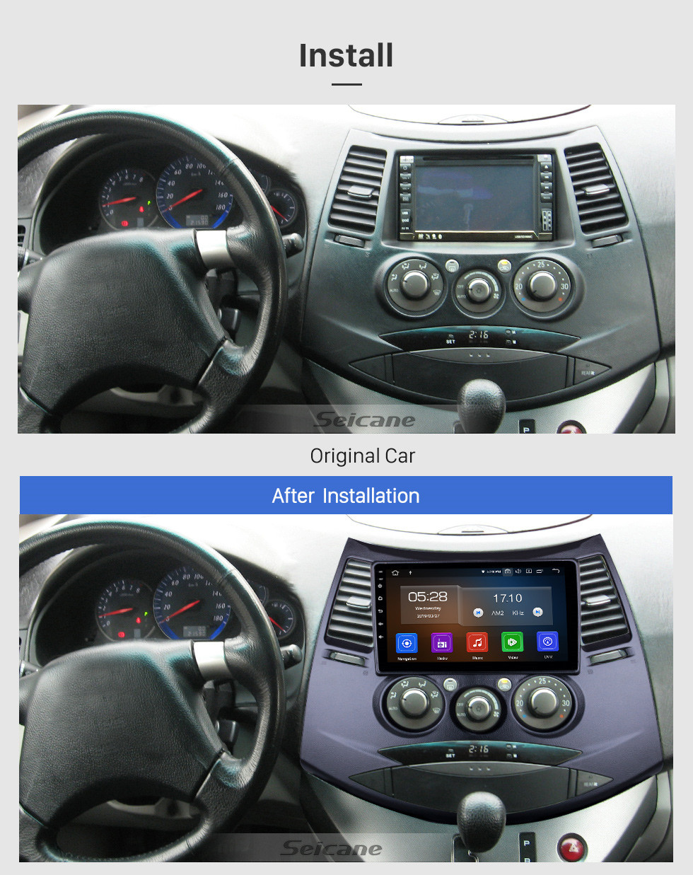 Seicane Для 2006 Mitsubishi Grandis Radio Android 11.0 9-дюймовый HD сенсорный экран Bluetooth с системой GPS-навигации Поддержка Carplay 1080P