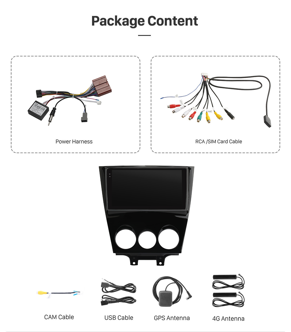 Seicane 9 pulgadas para 2011 Mazda RX8 Radio Android 12.0 Sistema de navegación GPS con Bluetooth HD Pantalla táctil Carplay compatible con TV digital