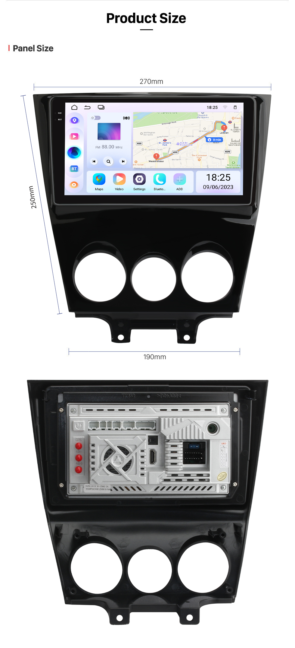 Seicane 9 дюймов для 2011 Mazda RX8 Radio Android 12.0 GPS навигационная система с Bluetooth HD с сенсорным экраном Поддержка Carplay Цифровое ТВ