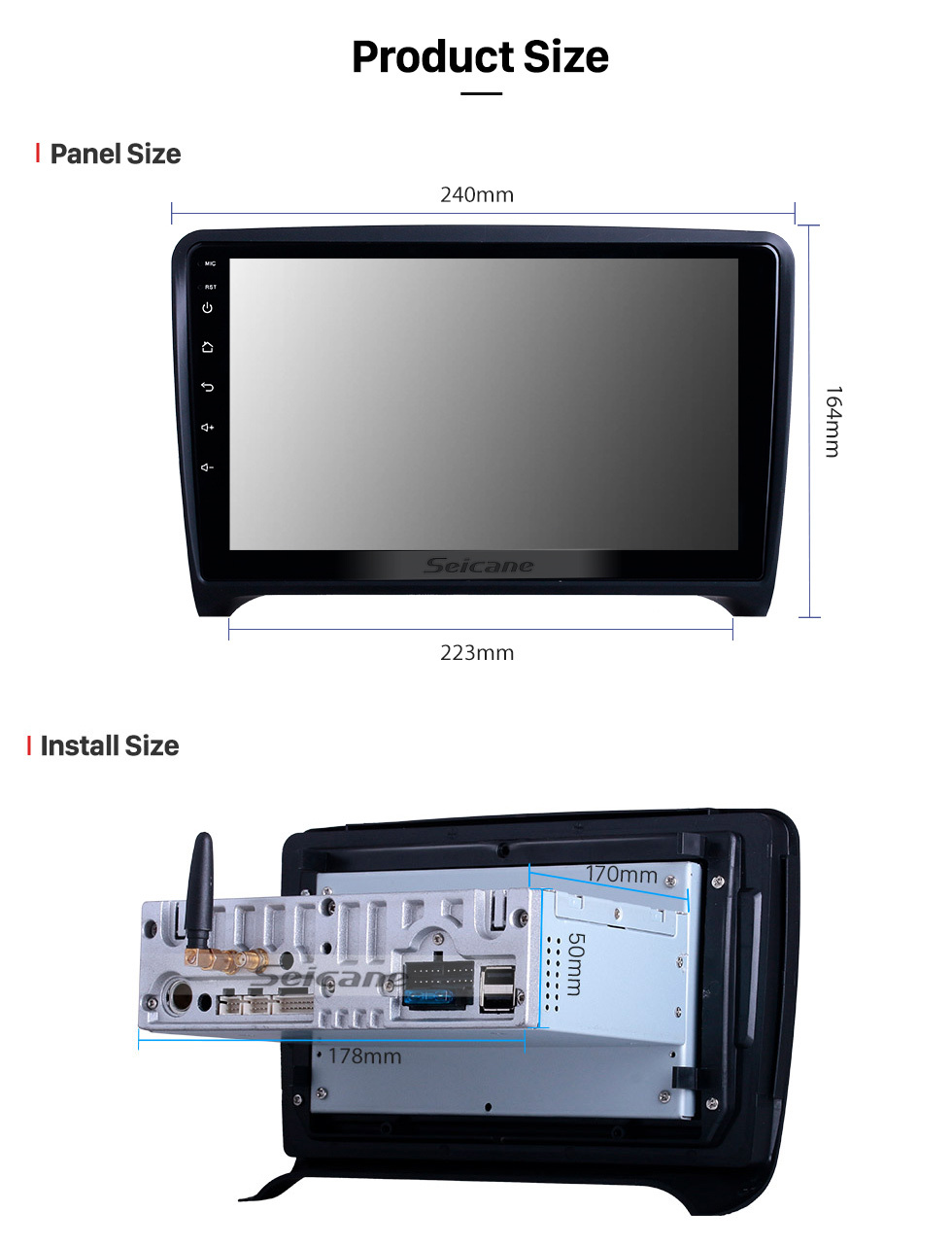 Seicane 9 polegadas Para 2006 2007 2008-2013 Audi TT Radio Android 11.0 Sistema de Navegação GPS com Bluetooth HD Touchscreen Suporte para Carplay TV Digital