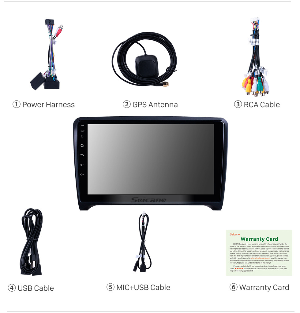Seicane 9 Zoll Für 2006 2007 2008-2013 Audi TT Radio Android 11.0 GPS-Navigationssystem mit Bluetooth HD Touchscreen Carplay-Unterstützung Digital TV