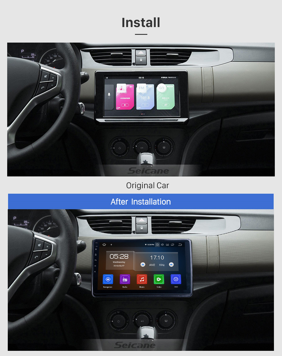 Seicane OEM 10,1 Zoll Android 13.0 für 2019 Citroen C4L Radio mit Bluetooth WIFI HD Touchscreen GPS-Navigationssystem Carplay-Unterstützung DVR