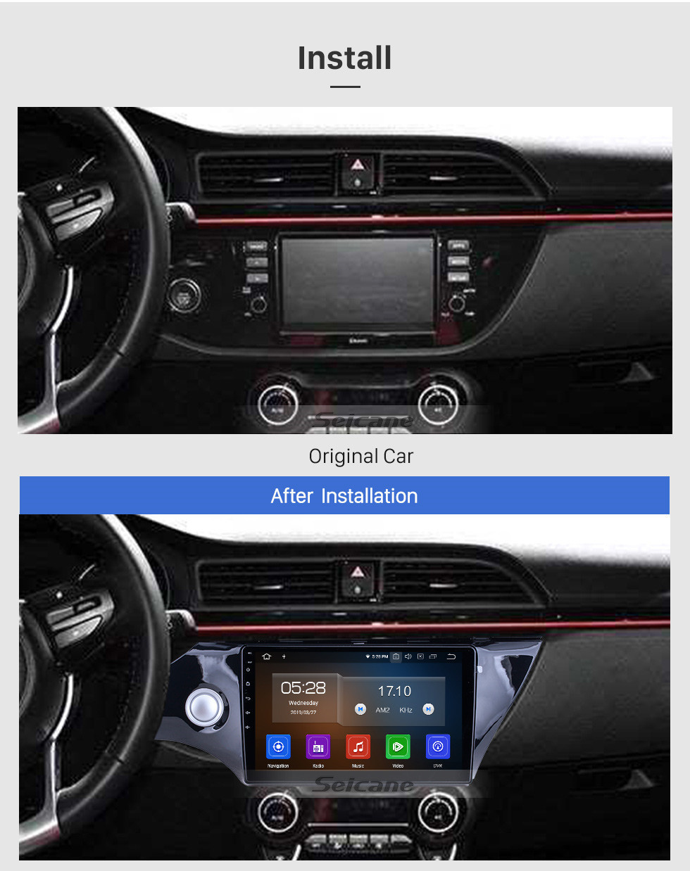 Seicane OEM 10.1 pouces Android 11.0 pour 2017 2018 Kia K2 Radio Bluetooth HD Écran tactile Système de navigation GPS Support Carplay TV numérique