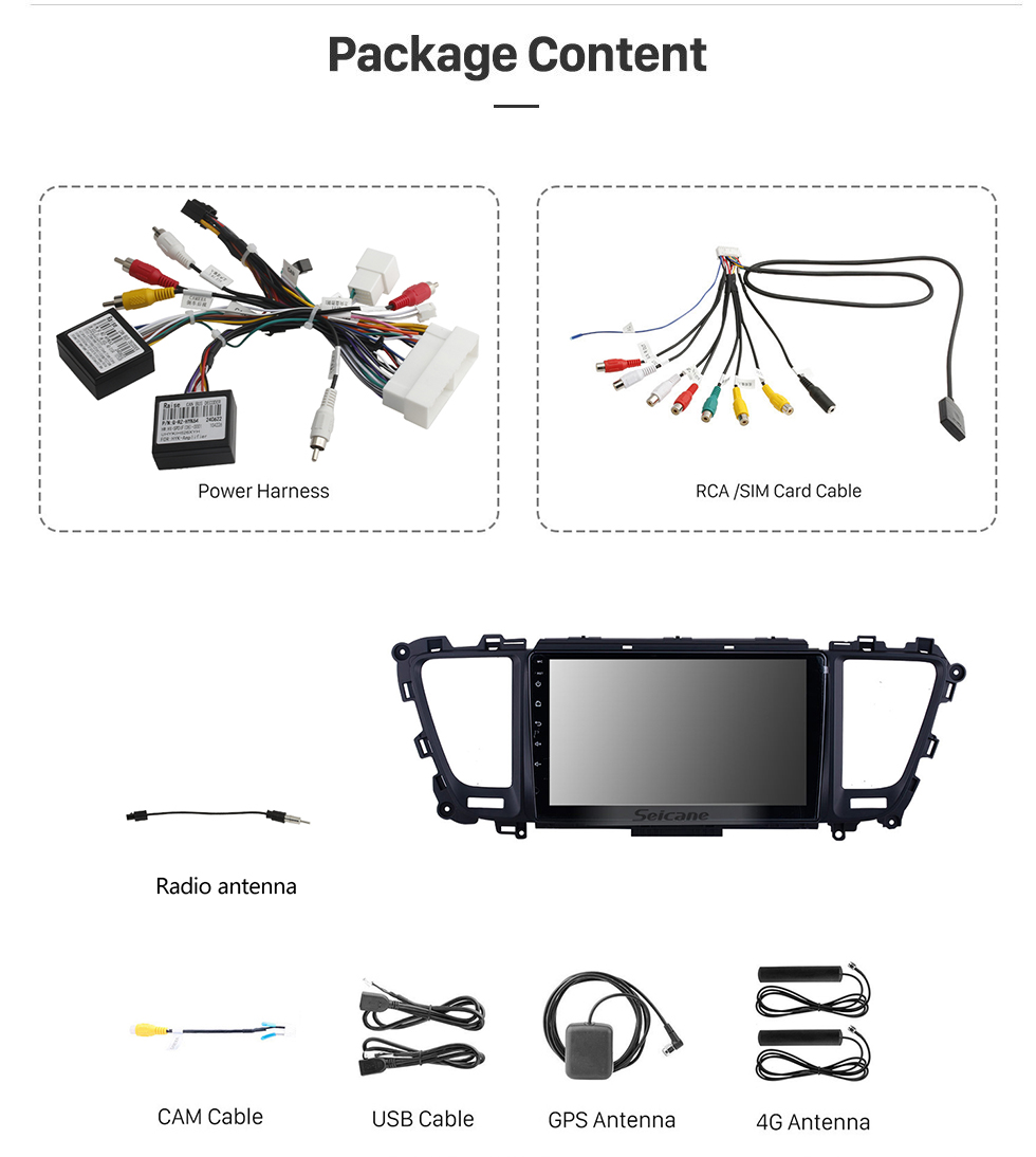 Seicane 9 pulgadas Para 2014 2015 2016-2019 Kia Carnival / Sedona Radio Android 11.0 Sistema de navegación GPS Bluetooth HD Pantalla táctil Carplay compatible con OBD2