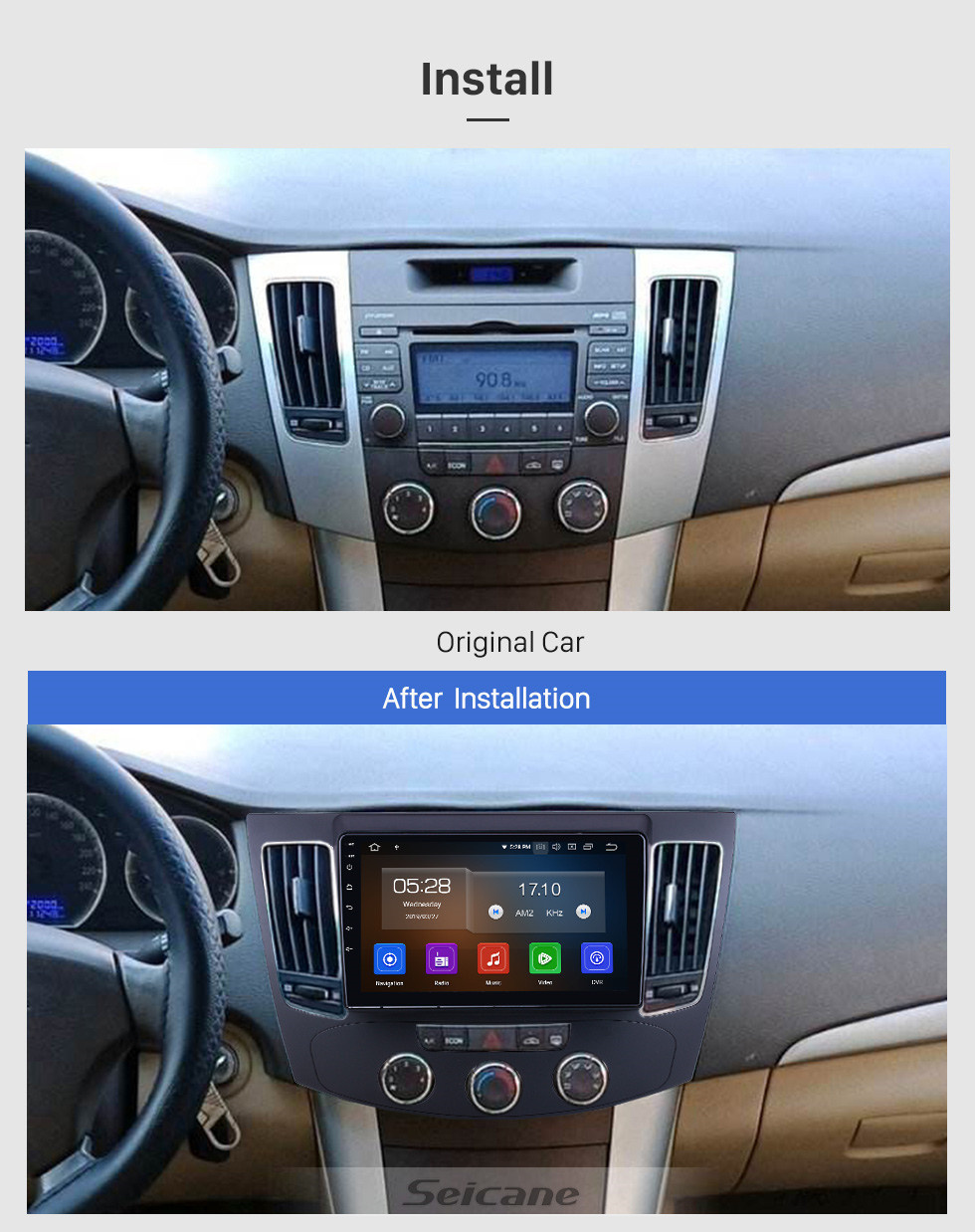 Seicane 9 polegadas Para 2009 Hyundai Sonata Manual Rádio A / C Android 11.0 Sistema de Navegação GPS Bluetooth HD Touchscreen Suporte para TV Digital TV