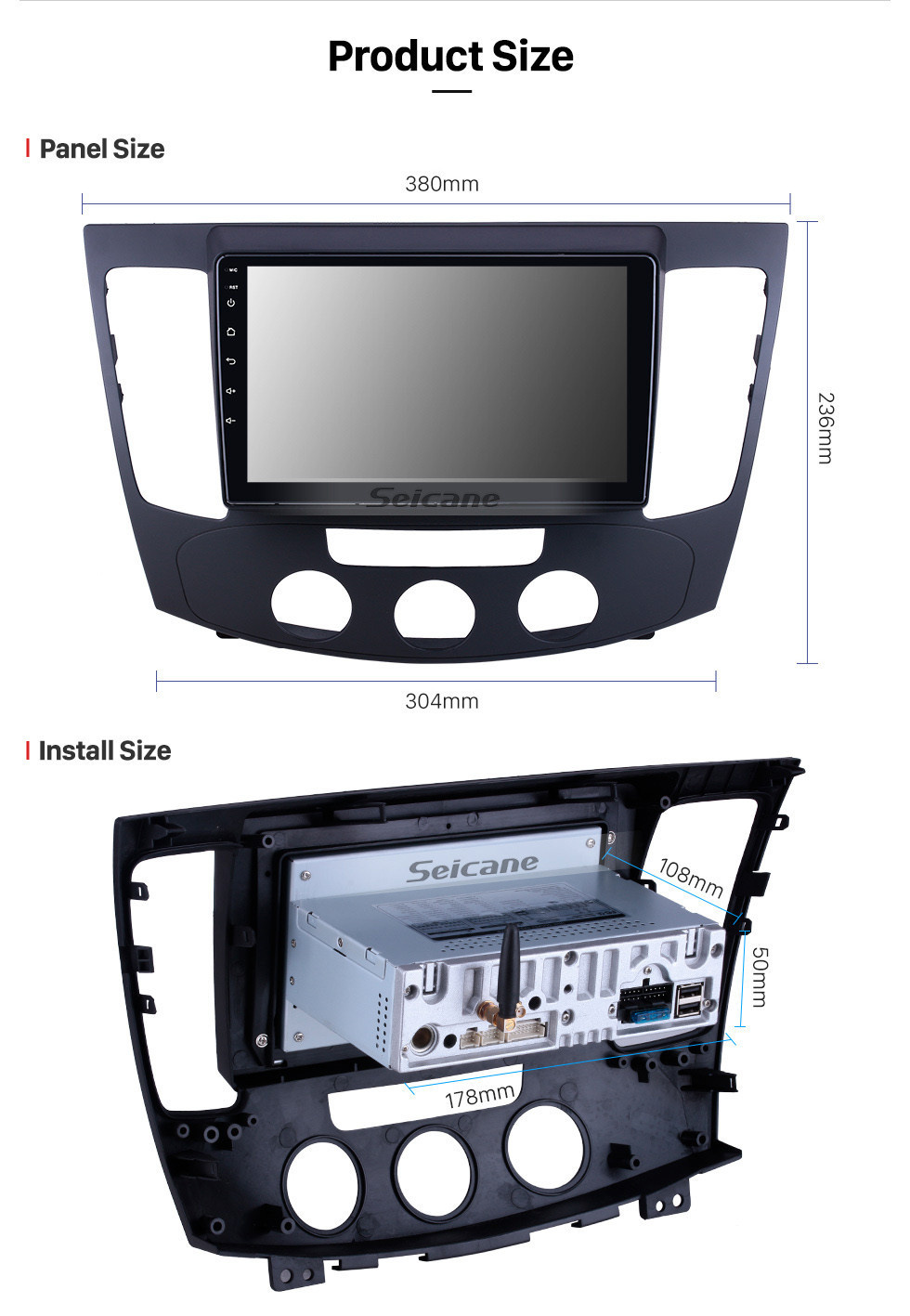 Seicane 9 pulgadas para 2009 Hyundai Sonata Manual A / C Radio Android 11.0 Sistema de navegación GPS Bluetooth HD Pantalla táctil Carplay compatible con TV digital