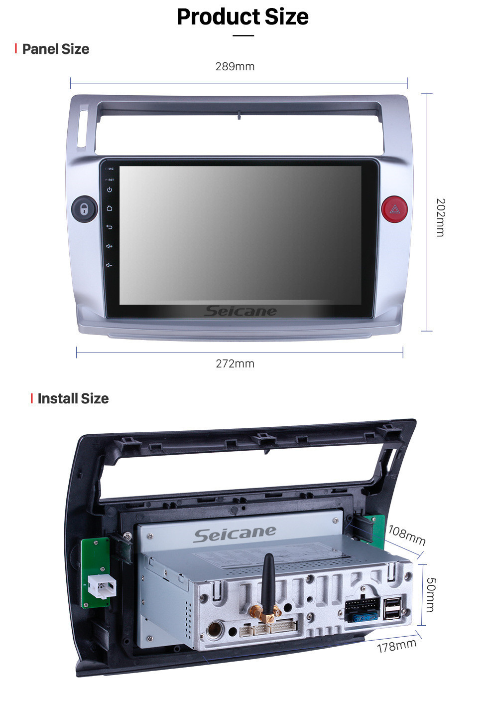 Seicane HD Touchscreen para 2009 Citroen Old C-Quatre Radio Android 11.0 9 polegadas Sistema de Navegação GPS Bluetooth Carplay support DAB + DVR Seicane HD Touchscreen para 2009 Citroen Old C-Quatre Radio Android 11.0 9 polegadas Sistema de Navegação GPS Bluetooth Carplay support DAB + DVR