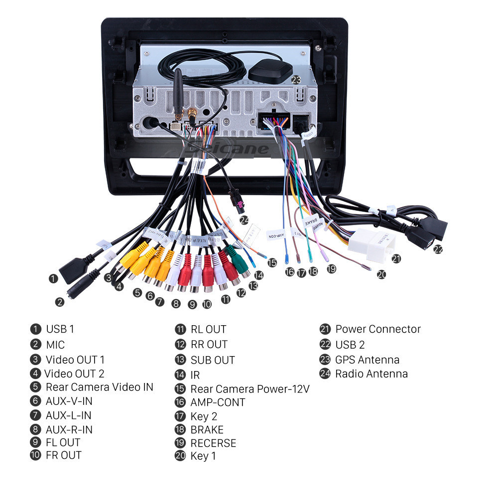 Seicane 10.1 pulgadas para 2020 Mitsubishi ASX Radio Android 11.0 Sistema de navegación GPS Bluetooth HD Pantalla táctil Carplay compatible con OBD2