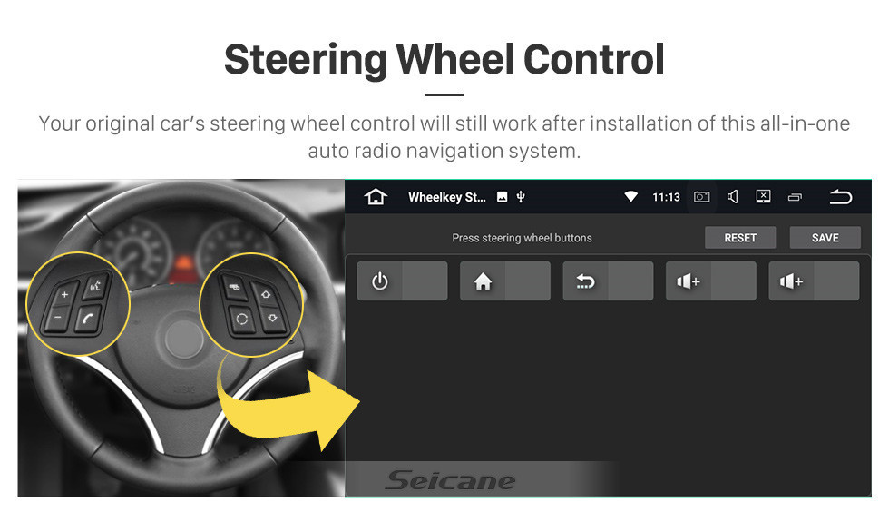 Seicane 10.1 pouces Pour 2014 Renault Sandero Radio Android 11.0 Système de Navigation GPS Bluetooth HD Écran Tactile Carplay support OBD2