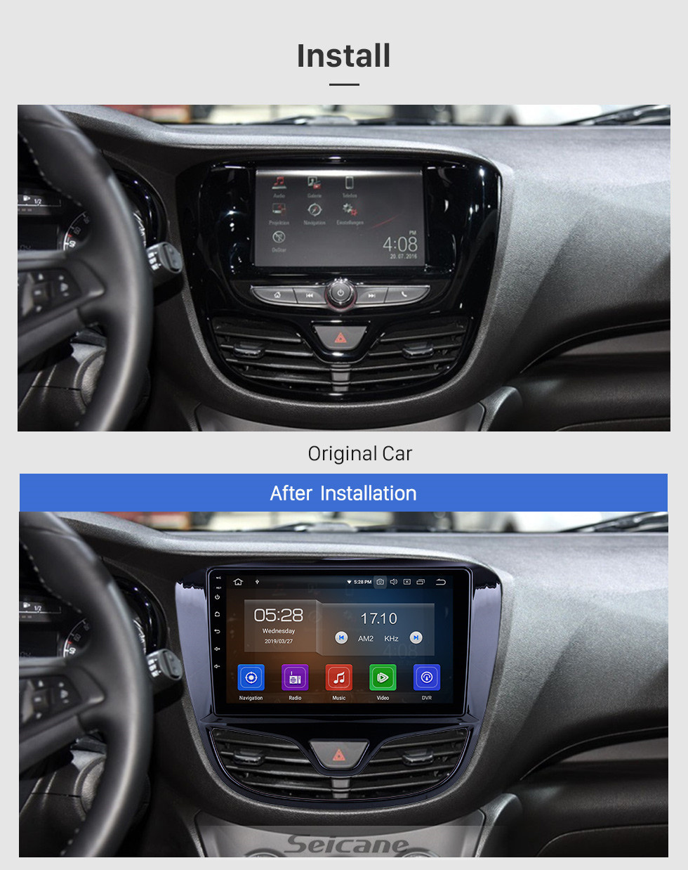 Seicane Сенсорный экран HD для 2017 года Opel Karl / Vinfast Radio Android 11.0 9-дюймовый GPS-навигатор Поддержка Bluetooth Carplay DAB + DVR