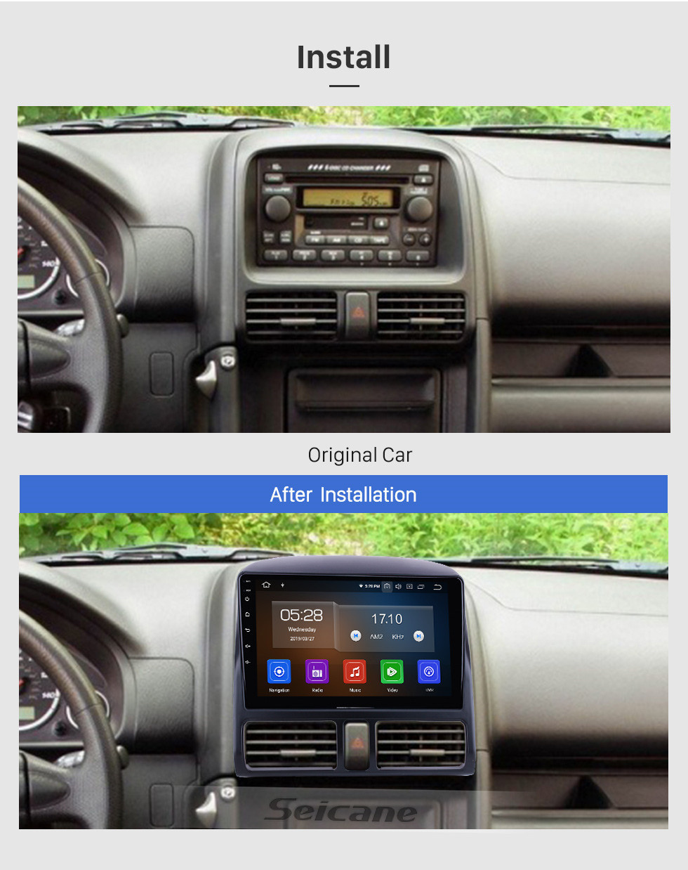 Seicane OEM 9 polegadas Android 12.0 para 2002 Honda CRV Rádio Bluetooth HD Touchscreen Sistema de Navegação GPS Carplay suporte DVR Câmera de backup