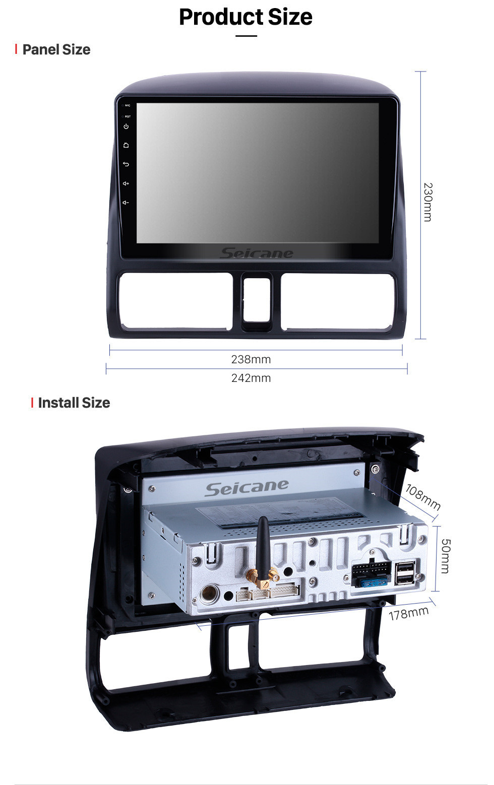 Seicane OEM 9 pouces Android 12.0 pour 2002 Honda CRV Radio Bluetooth HD Système de navigation GPS à écran tactile Support Carplay DVR Caméra de recul