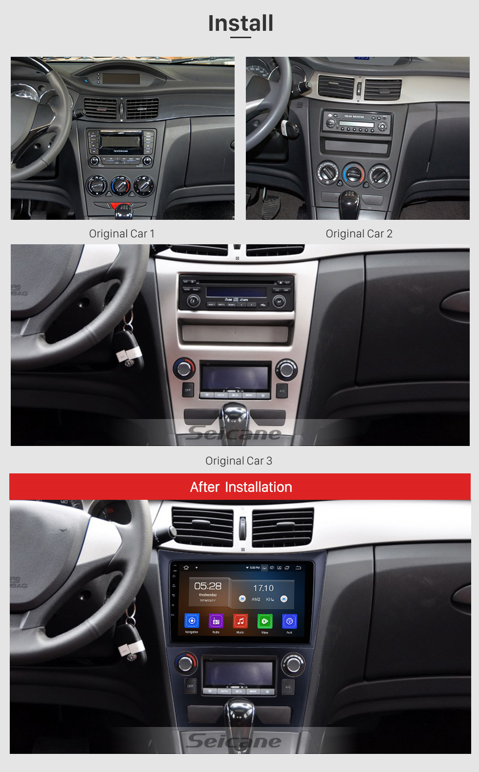 Seicane 9 pulgadas para 2011 2012 2013 2014 Dong Feng Aeolus H30 Radio Android 11.0 Sistema de navegación GPS Bluetooth HD Pantalla táctil Carplay soporte OBD2
