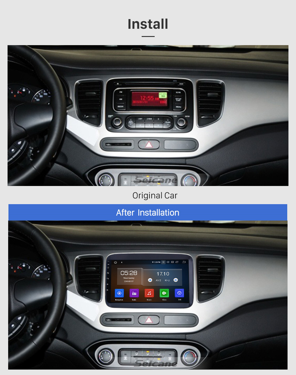 Seicane OEM 9 pulgadas Android 11.0 para 2014 2015 2016 2017 Kia Carens Radio Bluetooth HD Pantalla táctil Sistema de navegación GPS Carplay compatible con DVR