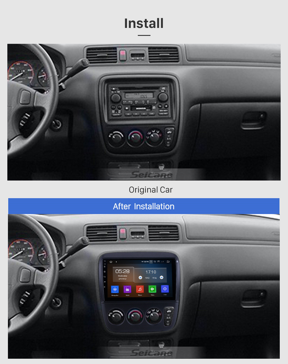 Seicane Für 1998 1999 2000 Honda CR-V Performa Radio 9 Zoll Android 12.0 HD Touchscreen Bluetooth mit GPS-Navigationssystem Carplay-Unterstützung 1080P