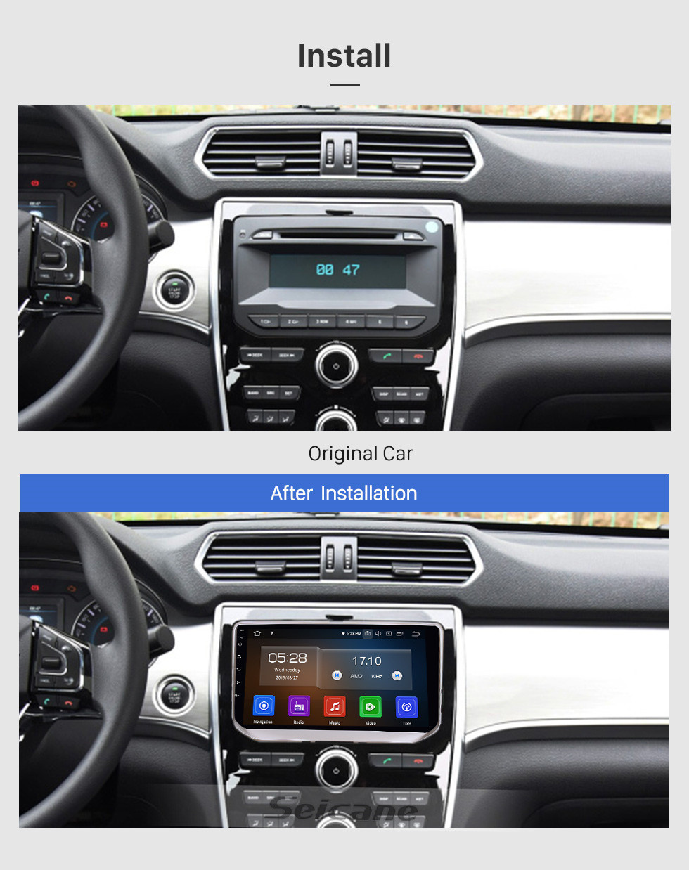 Seicane Para 2017 Grande Muralha Haval H2 (etiqueta vermelha) Rádio 9 polegadas Android 11.0 HD Touchscreen Bluetooth com sistema de navegação GPS Suporte Carplay 1080P Vídeo