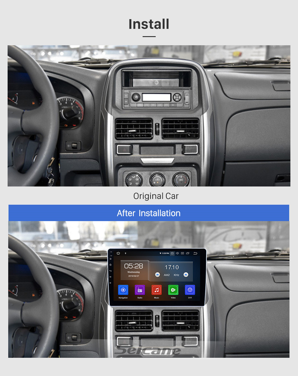 Seicane Écran tactile HD pour 2015 2016 2017 Dongfeng Ruiqi Radio Android 11.0 10.1 pouces Système de navigation GPS Bluetooth WIFI Carplay support DAB +