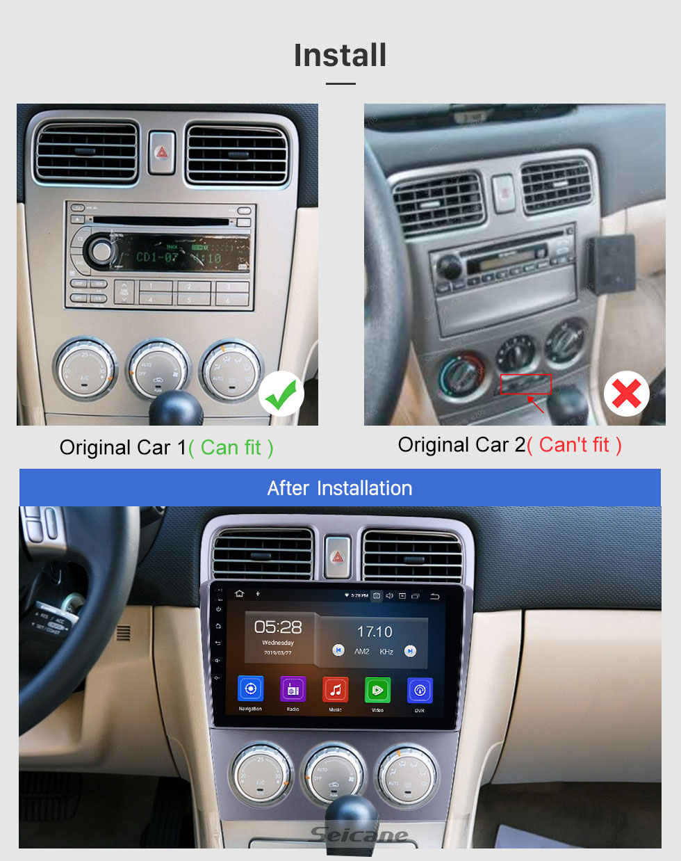 Seicane 9 pouces Pour 2004 2005 2006 2007 2008 Subaru Forester Radio Android 11.0 Système de navigation GPS Bluetooth HD Écran tactile Carplay support TPMS