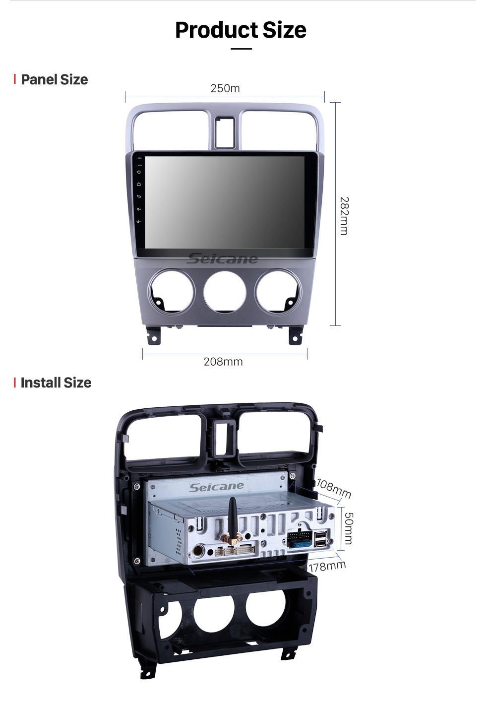 Seicane 9 pouces Pour 2004 2005 2006 2007 2008 Subaru Forester Radio Android 11.0 Système de navigation GPS Bluetooth HD Écran tactile Carplay support TPMS