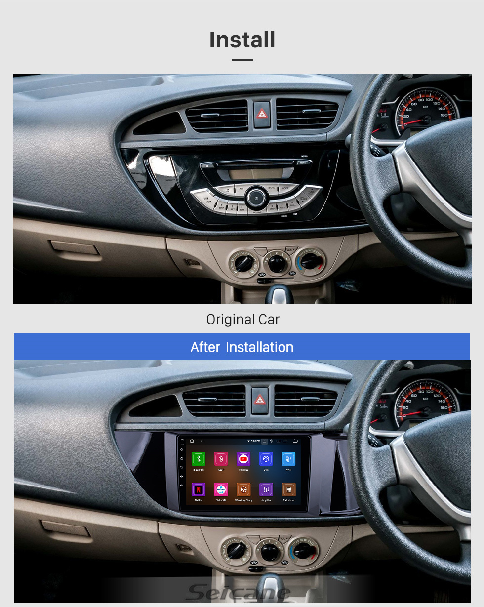 Seicane OEM Android 11.0 para 2014 Suzuki Alto K10 Radio con Bluetooth 9 pulgadas HD Pantalla táctil Sistema de navegación GPS Carplay compatible con DSP