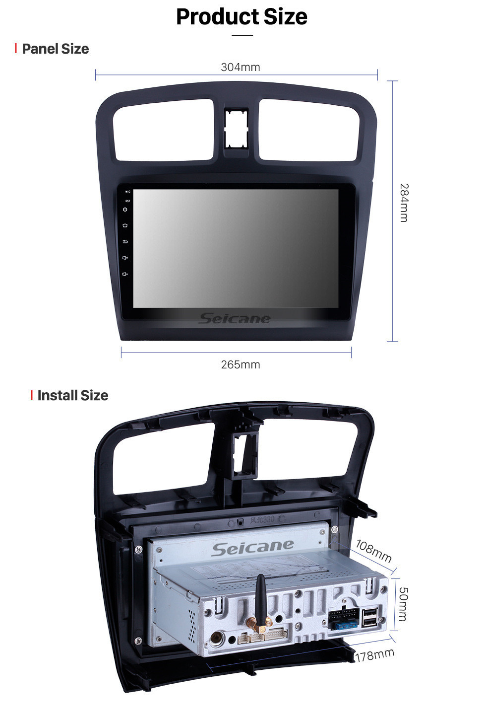 Seicane 9 дюймов Для 2014 Fengon 330 Radio Android 11.0 GPS-навигация с Bluetooth HD Сенсорный экран Поддержка Carplay Цифровое ТВ