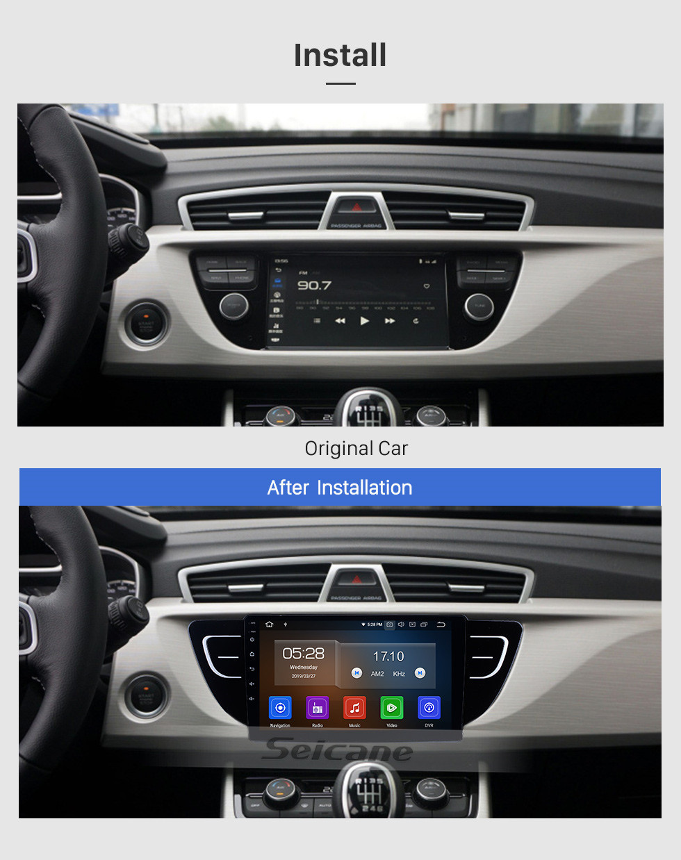 Seicane Tela sensível ao toque hd para 2016 2017 2018 geely boyue rádio android 12.0 9 polegadas navegação gps bluetooth wifi carplay suporte dvr dab +