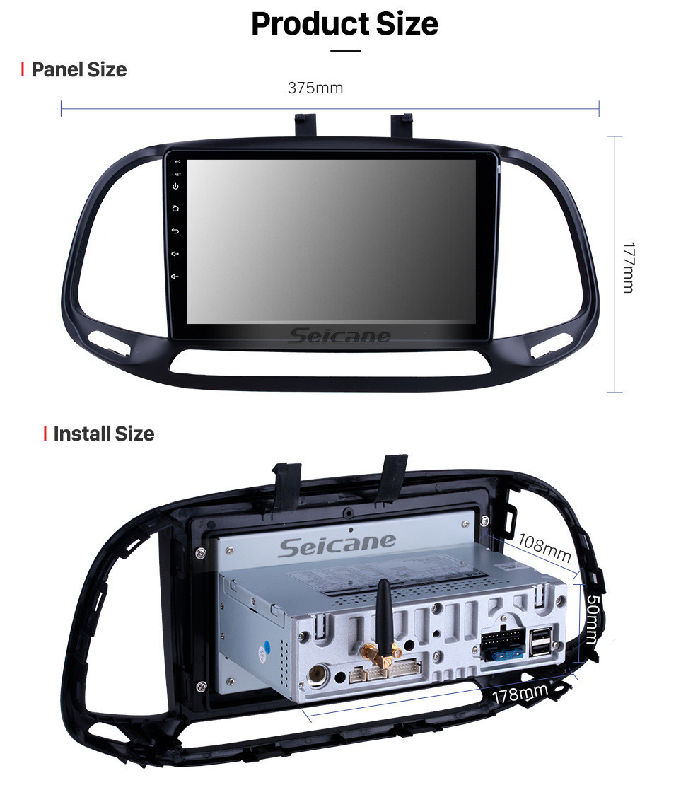 Seicane 9 inch For 2015 2016 2017 2018 Fiat Dobe 10 Radio Android 11.0 GPS Navigation Bluetooth HD Touchscreen Carplay support Digital TV