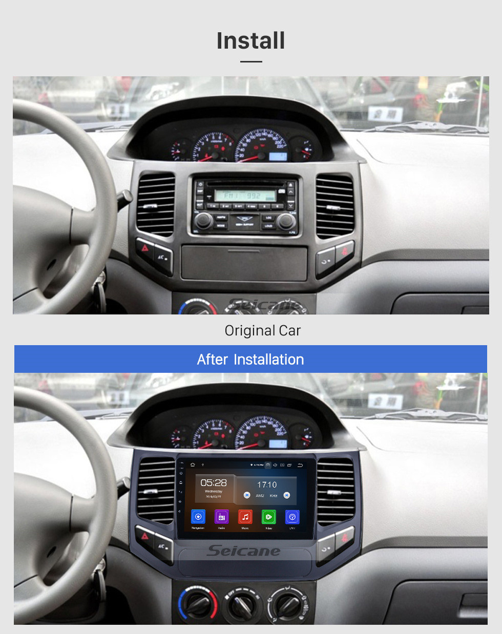 Seicane Pantalla táctil HD para 2009 2010 Geely King Kong Radio Android 11.0 Sistema de navegación GPS de 9 pulgadas Bluetooth WIFI Carplay compatible con DVR DAB +