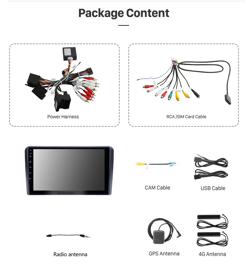 Seicane OEM 9 pulgadas Android 13.0 para 2008 2009 2010 2011 2012 Radio Audi A3 Bluetooth AUX HD Pantalla táctil Navegación GPS Soporte Carplay OBD2 TPMS