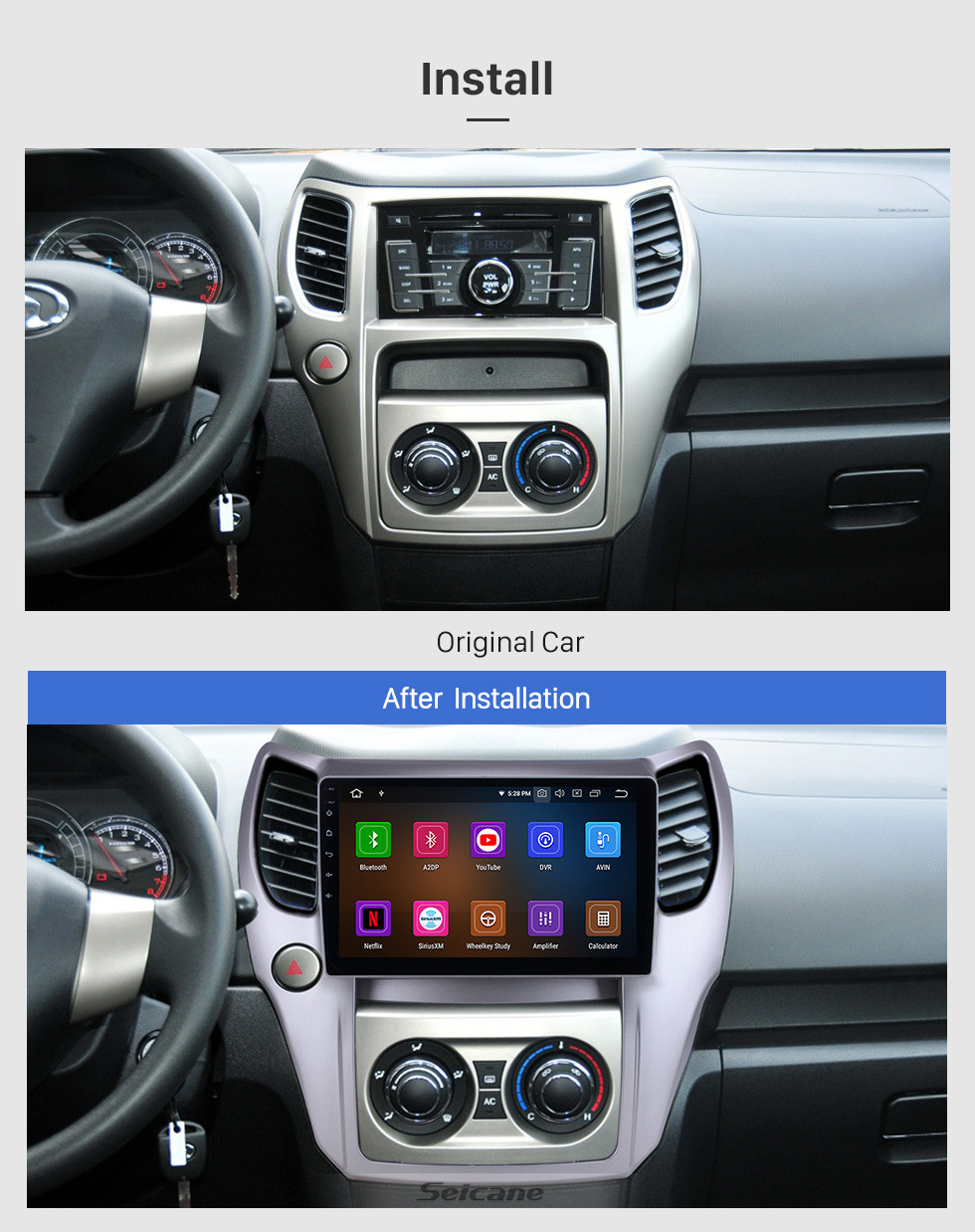 Seicane 10.1 pulgadas para 2012 2013 Great Wall M4 Radio Android 11.0 Navegación GPS Bluetooth HD Pantalla táctil Carplay soporte OBD2